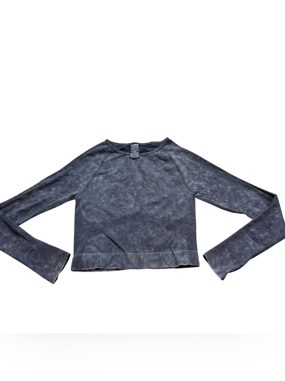 Victoria’s Secret PINK brand Blue Mineral Wash Seamless Crop Top Size Small